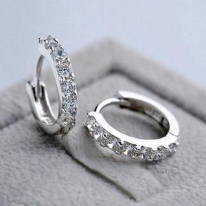 NEW 925 Sterling Silver Diamond Hoop